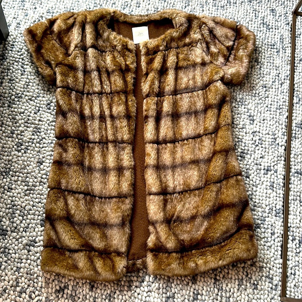 ZARA knitwear “mink” faux fur sweater jacket